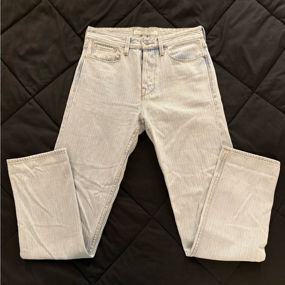 Guess Men's Light Blue High Waisted Jeans